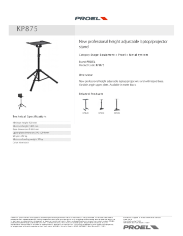 Proel KP875 Datasheet