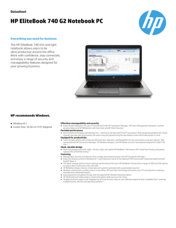 HP EliteBook 740 G2 Datasheet | Manualzz
