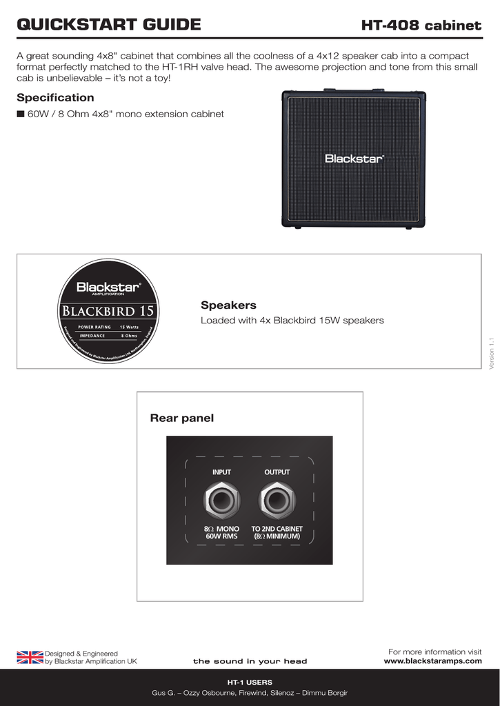 Blackstar Amplification Ht 408 Manualzz