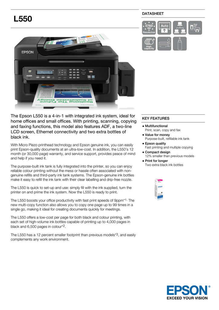 Epson L L550 Datasheet | Manualzz