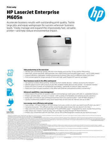 HP LaserJet Enterprise M605n Datasheet | Manualzz