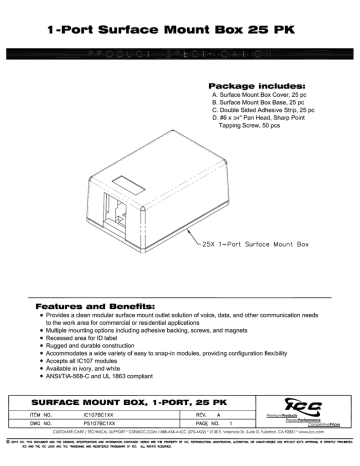 ICC IC107BC1WH outlet box Datasheet | Manualzz