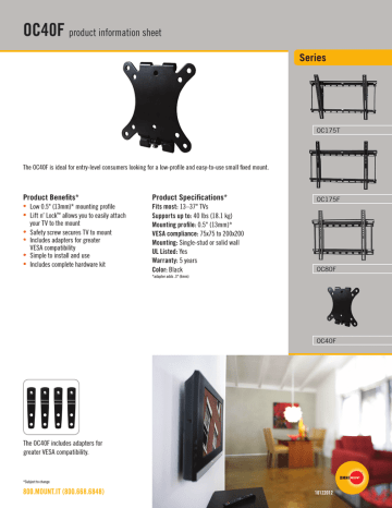 OmniMount OMN-OC40F Datasheet | Manualzz