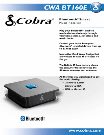 Cobra CWABT160E Datasheet | Manualzz