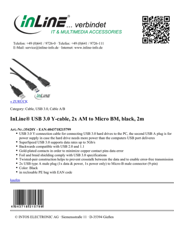 InLine 35420Y USB cable Datasheet | Manualzz