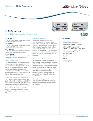 Allied Telesis AT-MC103XL Datasheet | Manualzz