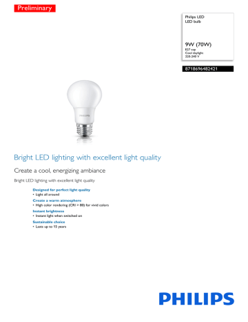 Philips 8718696482421 LED lamp Datasheet | Manualzz