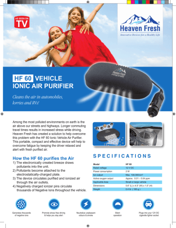 Heaven Fresh HF 60 air purifier Datasheet | Manualzz