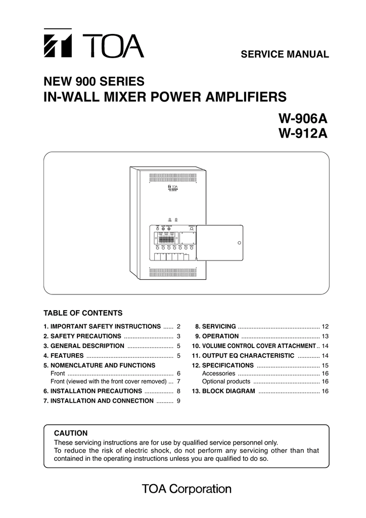 Toa amplifier service manual
