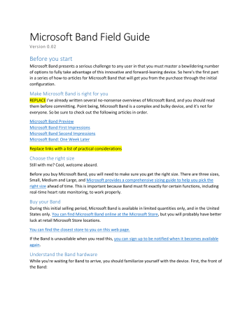 Microsoft Band Field Guide 0 02 In Pdf Windows 8 1 Field Guide Manualzz