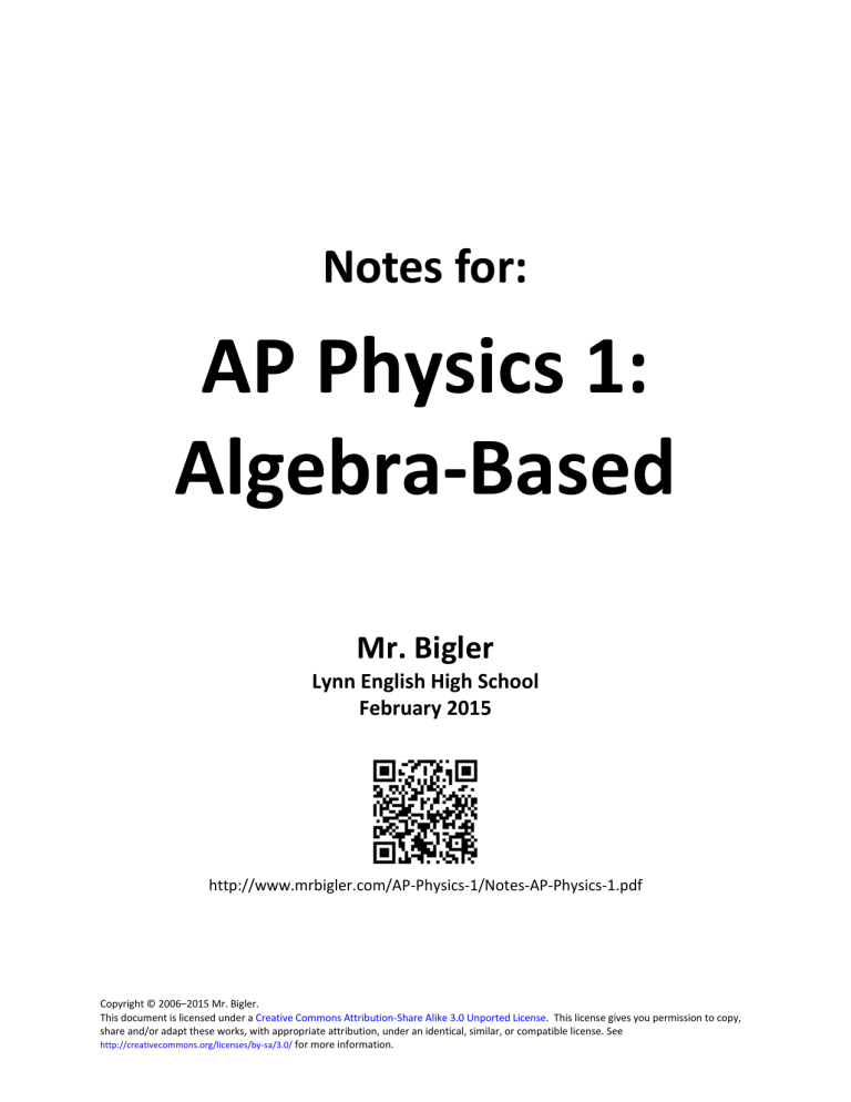 Ap Physics 1 Notes Electronic Version Manualzz