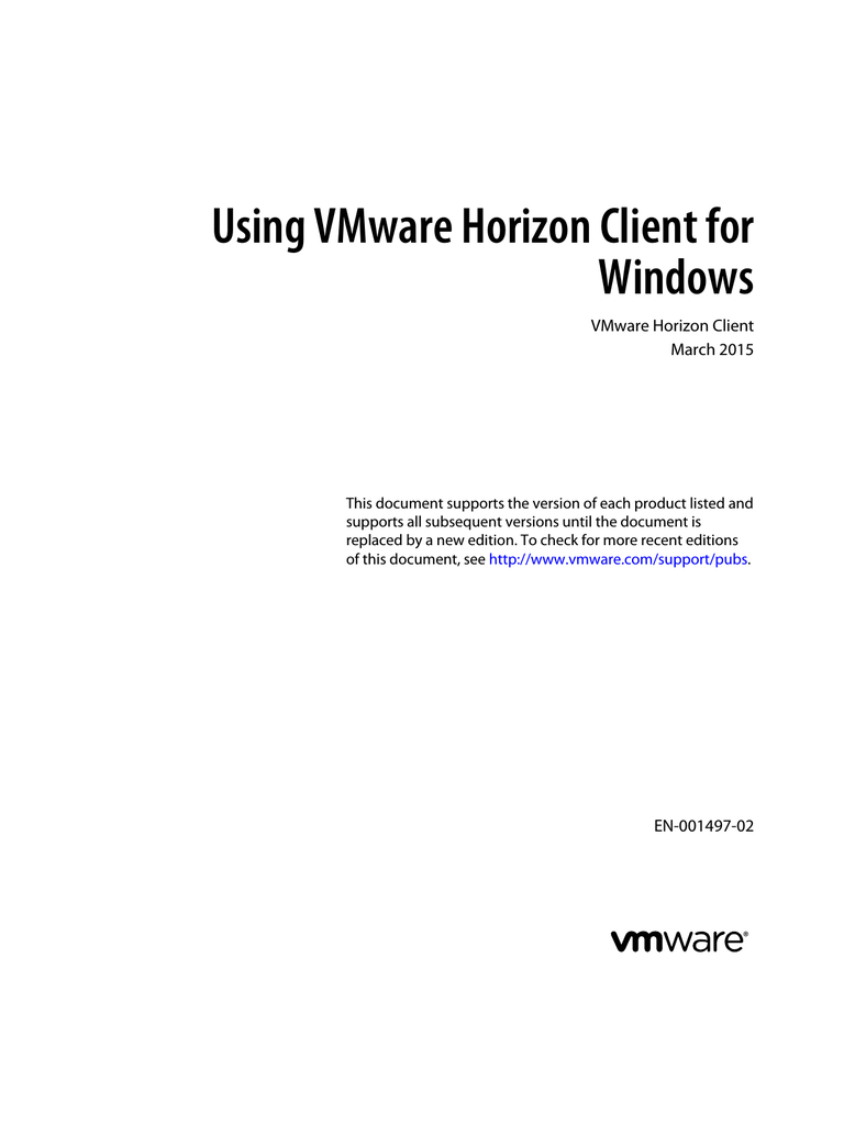 using vmware horizon client for windows 7.x