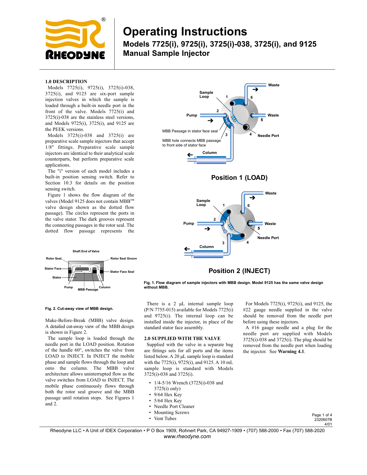 Rheodyne Manual Sample Injectors Manualzz