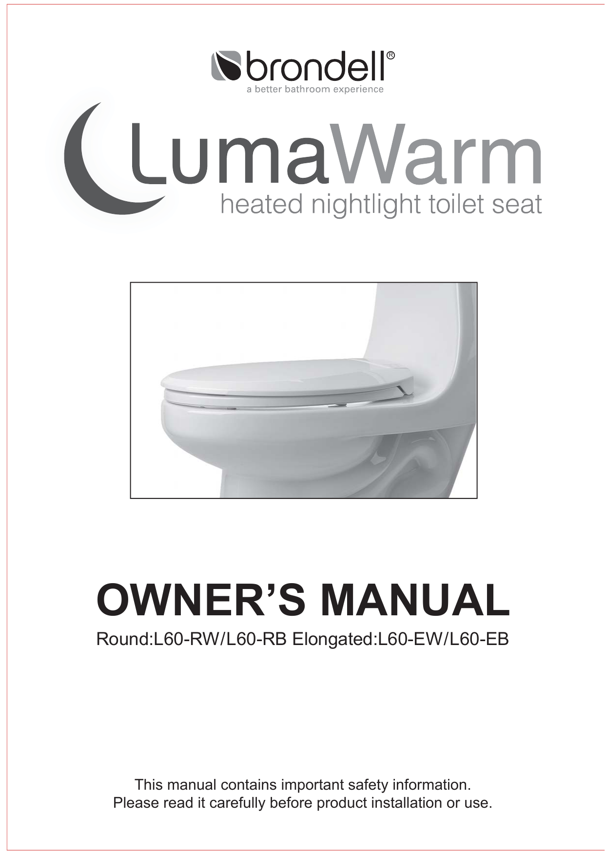 Brondell Heated Toilet Seat User Manual Manualzz Brondell Heated Toilet Seat User Manual, Luma Warm Toilet Seat