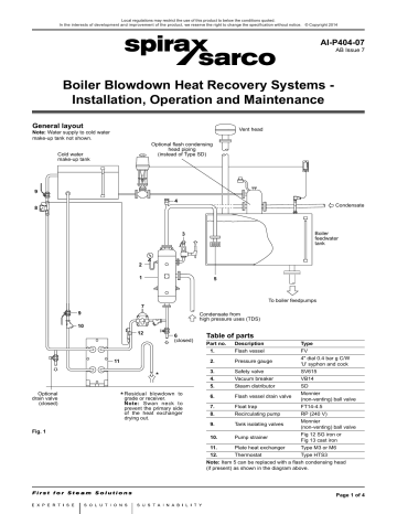 Boiler Blowdown Heat Recovery System Installation, Operation and ...