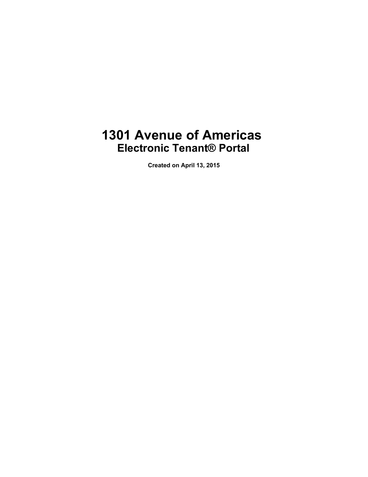 1301 Avenue Of Americas Electronic Tenant Portal Pdf Manualzz