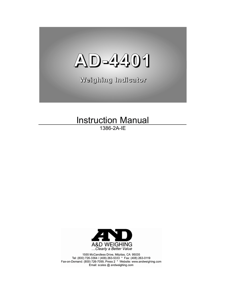 A D Ad 4401 User Manual Manualzz