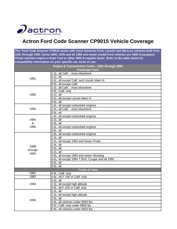 Actron CP9015 User's Manual | Manualzz