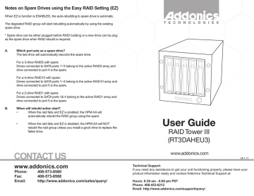 Addonics Technologies RT3DAHEU3 User's Manual | Manualzz