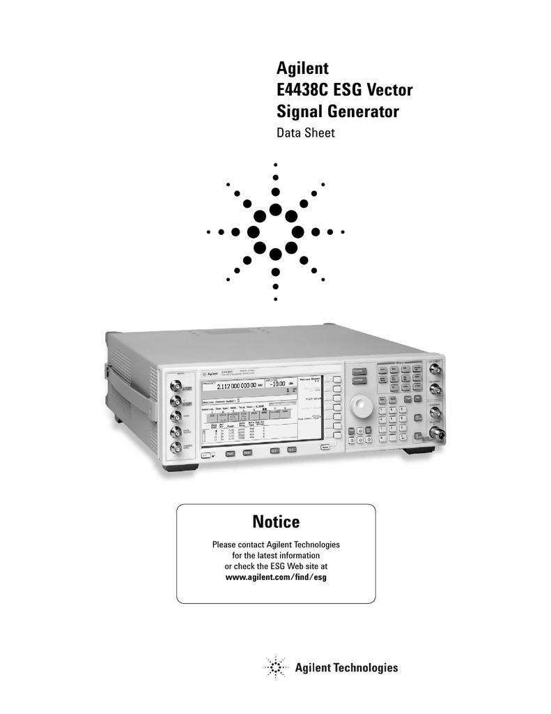 Bargain Price! Agilent ESG Family Signal Generator User's Guide Priced