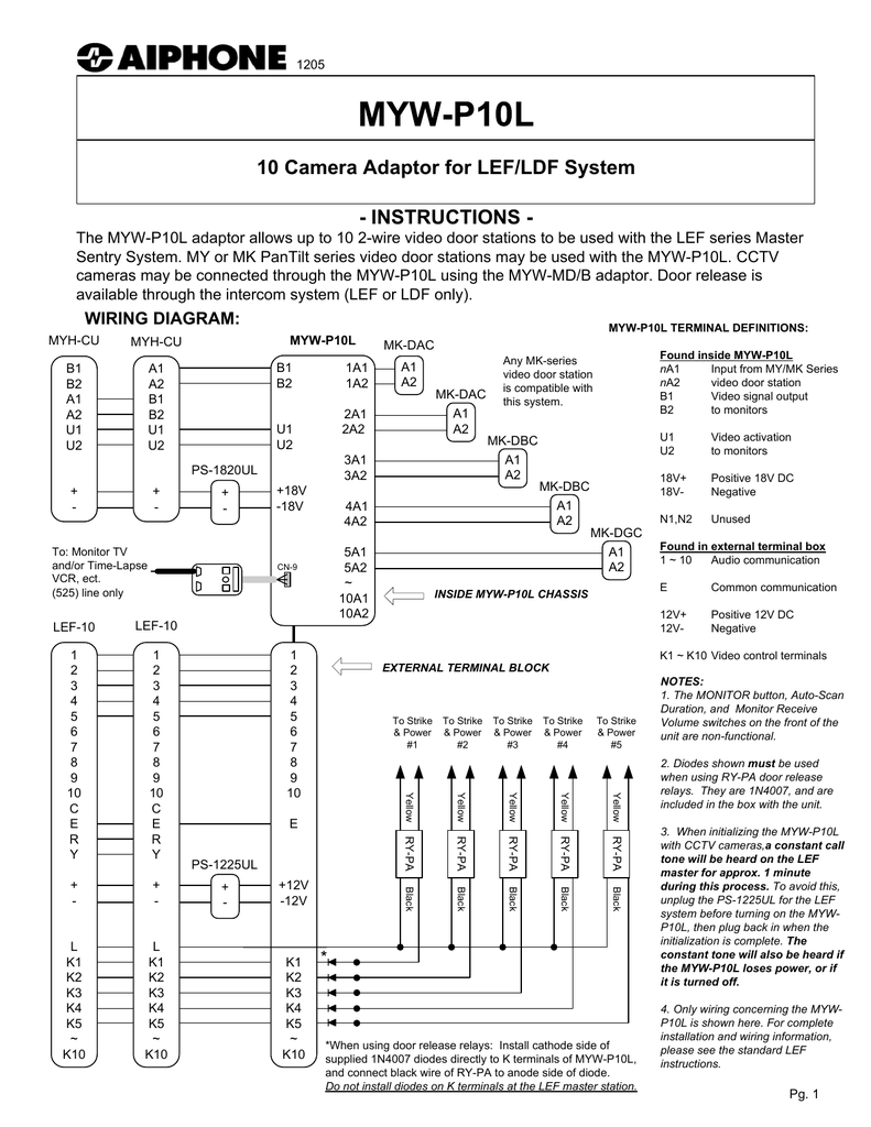 Aiphone Lef 5 Wiring Diagram - Wiring Diagram