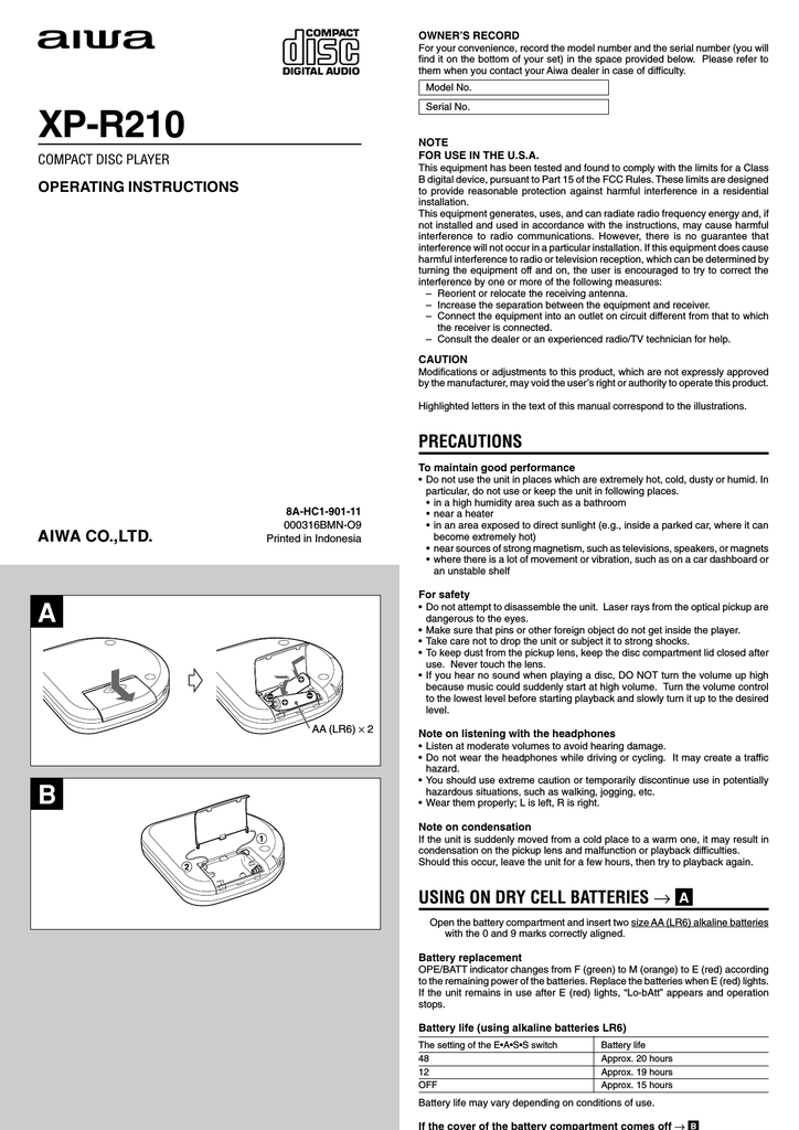 Aiwa Xp-R210 User's Manual | Manualzz