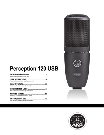 Configuración / Regular el volumen. AKG Acoustics PERCEPTION 120 ...