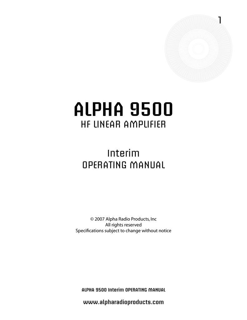 Alpha Comm Enterprises AMPLIFIER 9500 User manual | Manualzz
