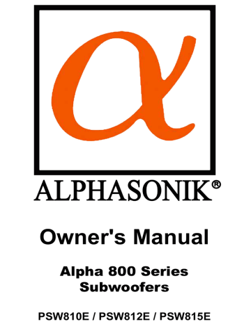 Alphasonik PSW815E Owner's Manual | Manualzz
