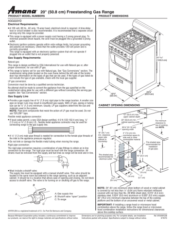 Amana AGG222VDW Dimension Guide | Manualzz