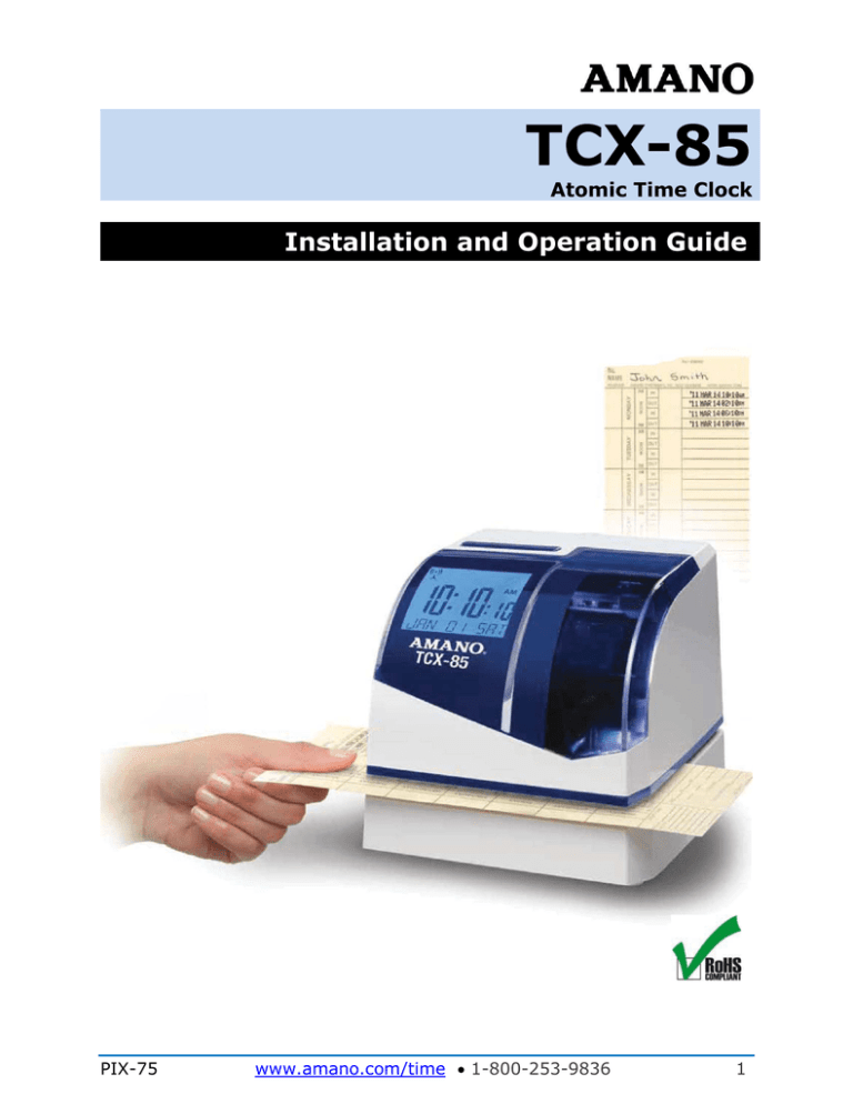 Amano TCX-85 Owner's manual | Manualzz
