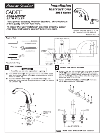 American Standard CADET 3985 Installation instructions | Manualzz