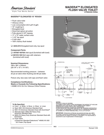 American Standard Madera 2234.015 User's Manual | Manualzz