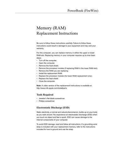 Apple Memory (RAM) Replacement Instructions | Manualzz