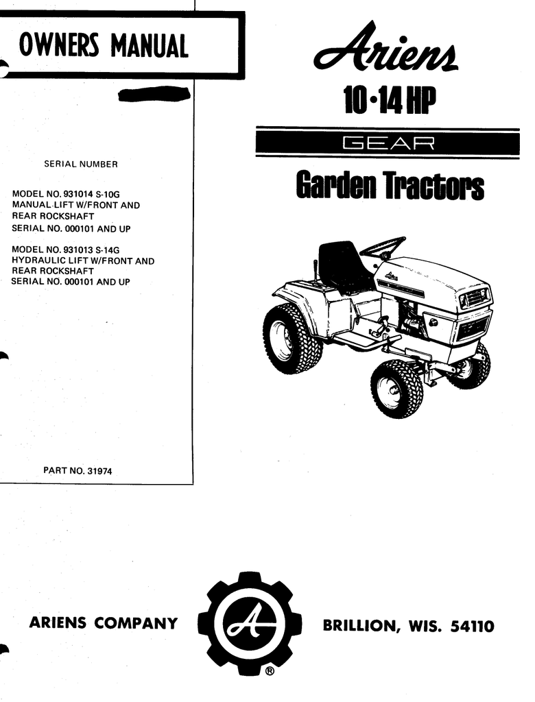 Ariens 46 inch discount riding mower manual