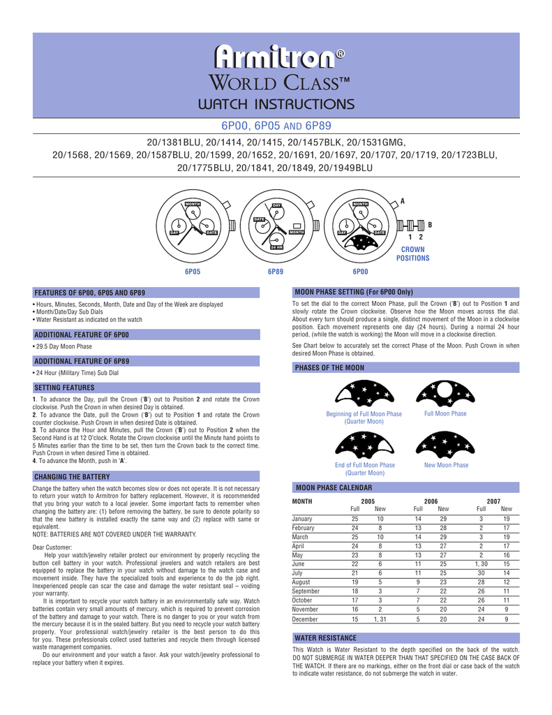 armitron watch setting instructions