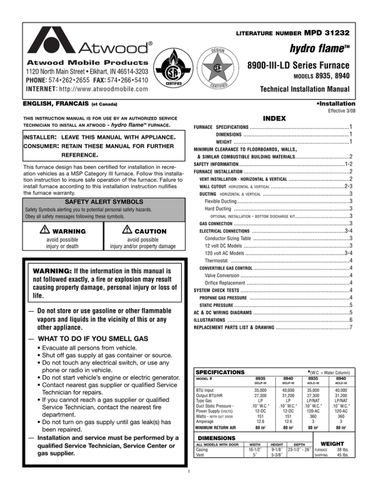 Atwood hydro flame thermostat manual