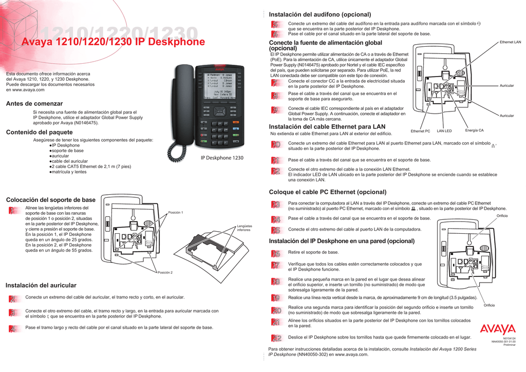 Avaya 1210/1220/1230 IP Deskphone Primeros Pasos User manual | Manualzz