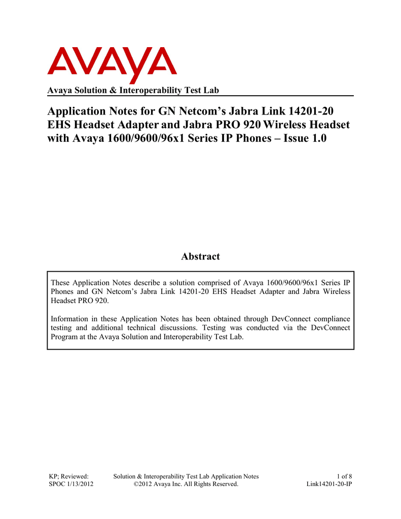 Jabra Electronic hook switch solution Adapter for Avaya phones wireless 14201-35