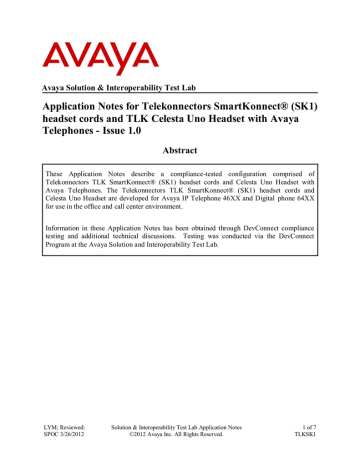Avaya 4600 Series IP Telephones Application Note | Manualzz
