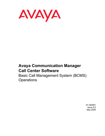 Avaya Basic Call Management System (BCMS) User's Manual | Manualzz