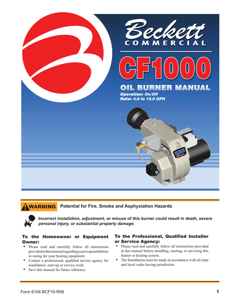 Beckett Cf1000 Oil Burner Ã§â€ Â¨Ã¦Ë†Â·Ã¦Å