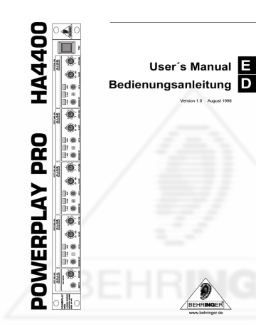 Behringer A4400 User's Manual | Manualzz