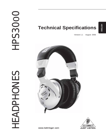 Behringer HPS3000 Specification Sheet 