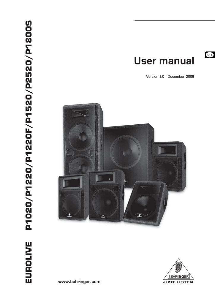 behringer subwoofer manual