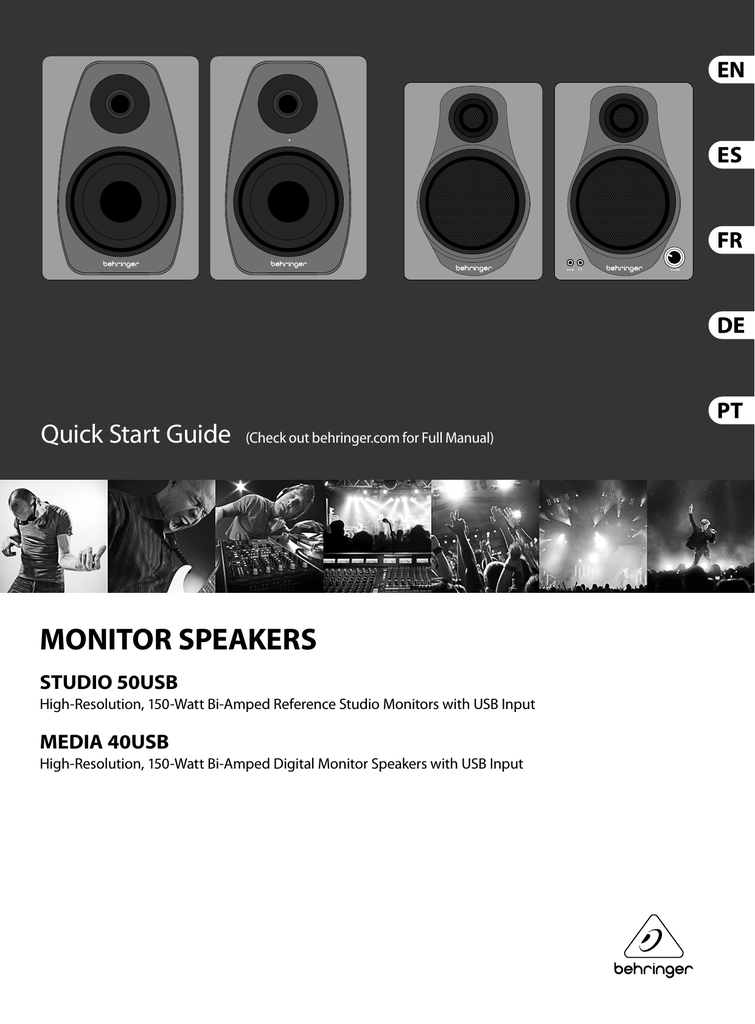 Behringer MEDIA 40USB, STUDIO 50USB Quick start Guide | Manualzz