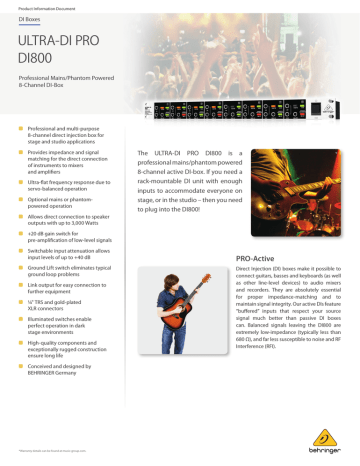 Behringer DI800 Product Information | Manualzz