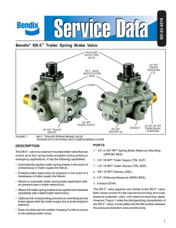 Bendix SR-5 Trailer Spring Brake Valve User Manual | Manualzz