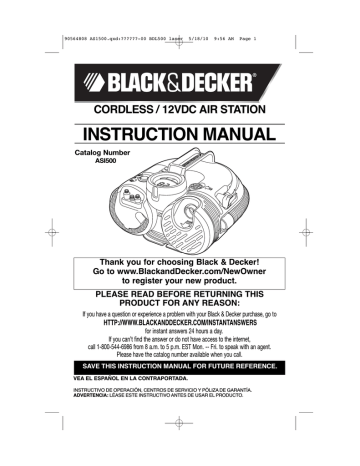 Black Decker Inflator ASI500 User s Manual Manualzz