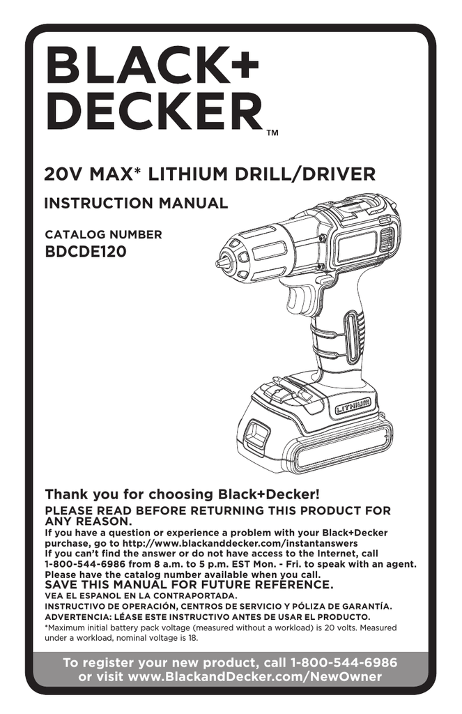 BLACK+DECKER BDCS50C-8LW, BDCS50C Instruction manual